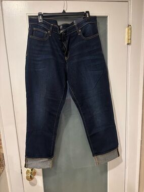 GAP Women’s Dark Indigo Straight Jeans with Contrast Stitching